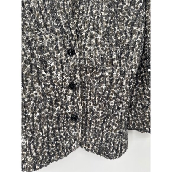 Etcetera Black  Sequin Textured Cardigan sweater Womens size medium Cotton - Picture 2 of 5